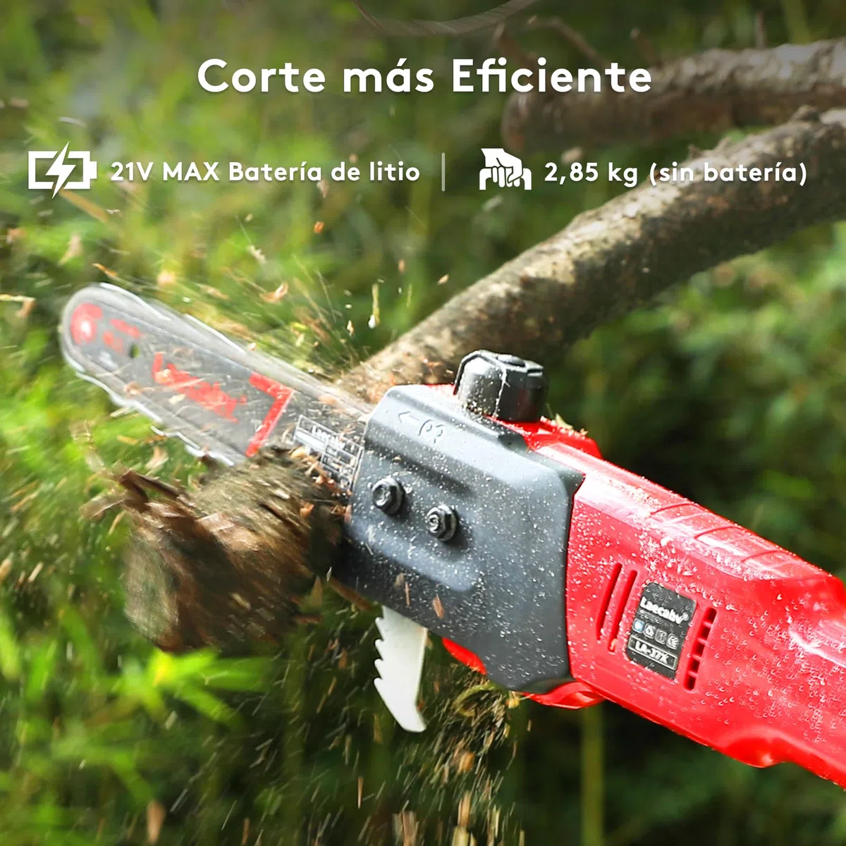 Laecabv Podadora telescópica, sierra de barra telescópica, sierra podadora eléctrica, batería 21 V 4 Ah y cargador, diámetro de corte 18 cm, velocidad de la cadena 8 m/s, autolubricante, ampliable