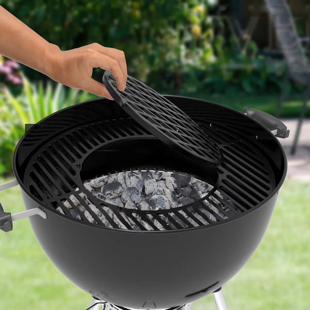 onlyfire Rejilla Hierro Fundido Asado Accesorios para el Sistema de Barbacoa Gourmet, BBQ Accesorios para Parrillas de carbón Weber de 57 cm