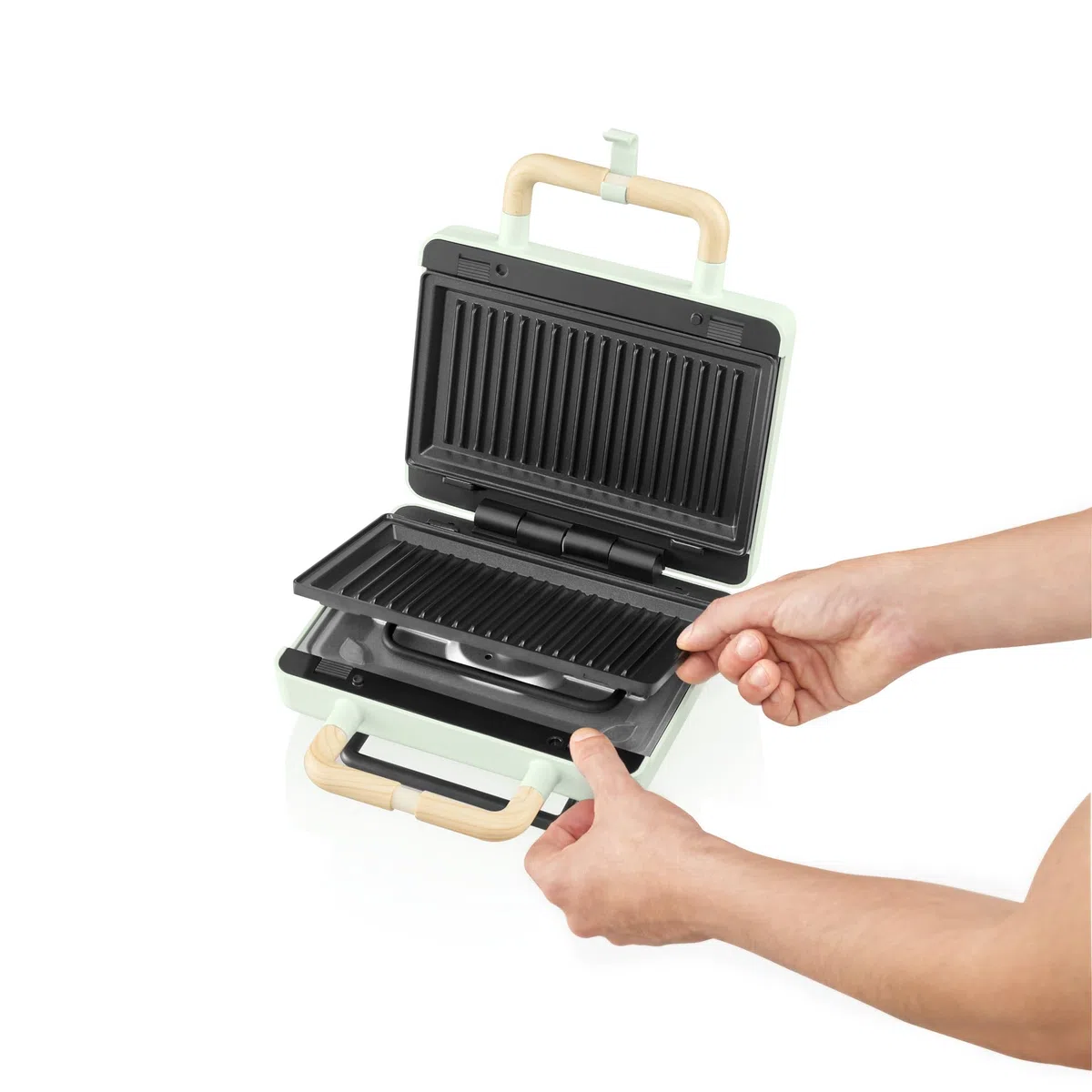 GRILL PANINI FLAMA 4964FL 22,5X13 PLACAS EXTRAIB.VERDE