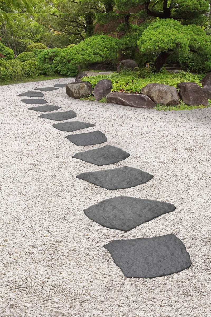 bepco Piedras de paso Placas de jardín Placas de parterre Placas de camino Juego de 4, Goma (Juego de 4 piedras de paso de piedra natural de goma reciclada, 53 x 45 x 1,8 cm, gris)