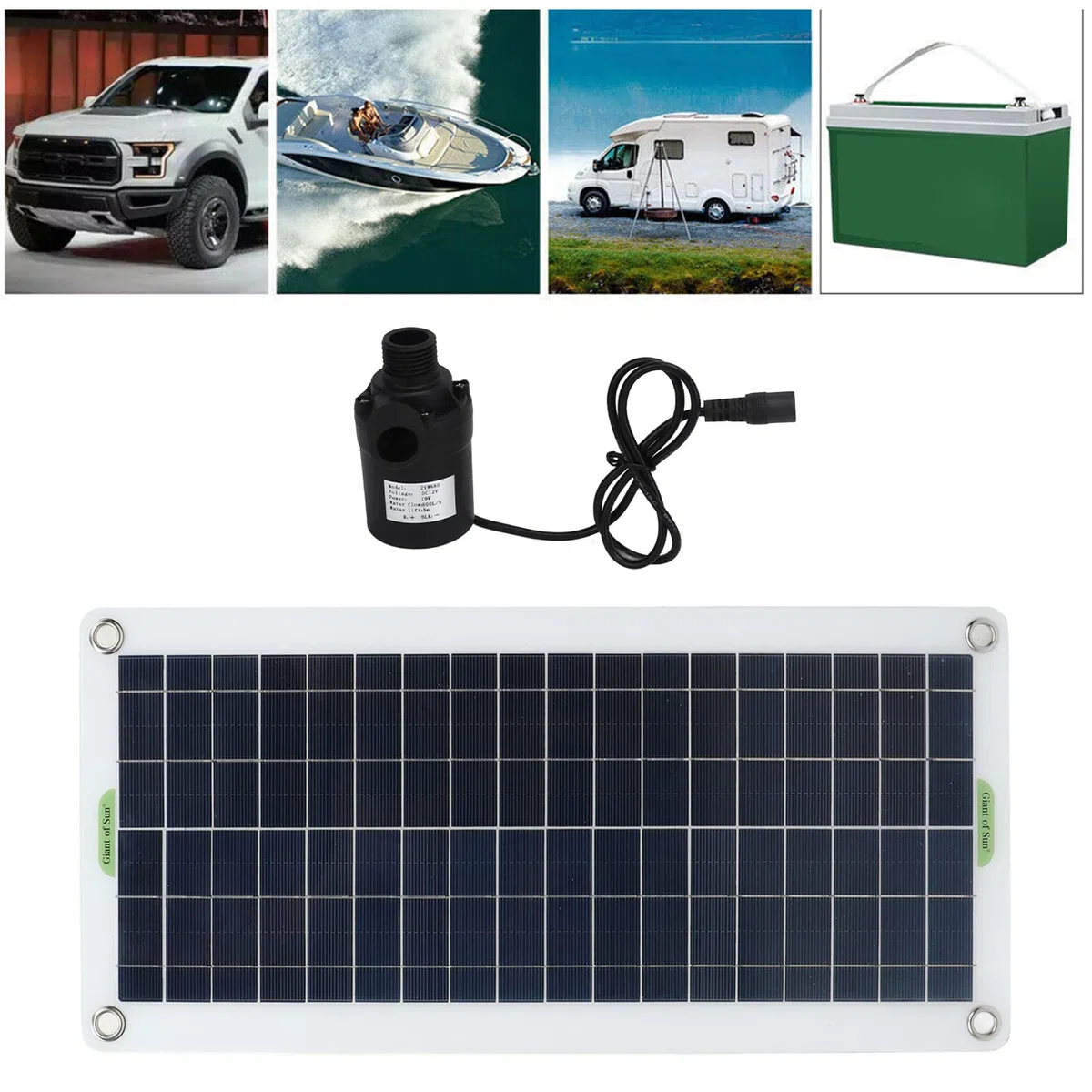Kit de Bomba de Fuente Solar de 30 W, Bomba de Agua de Panel de Silicio Policristalino 800 L por Hora para Camping de Invernadero de RV
