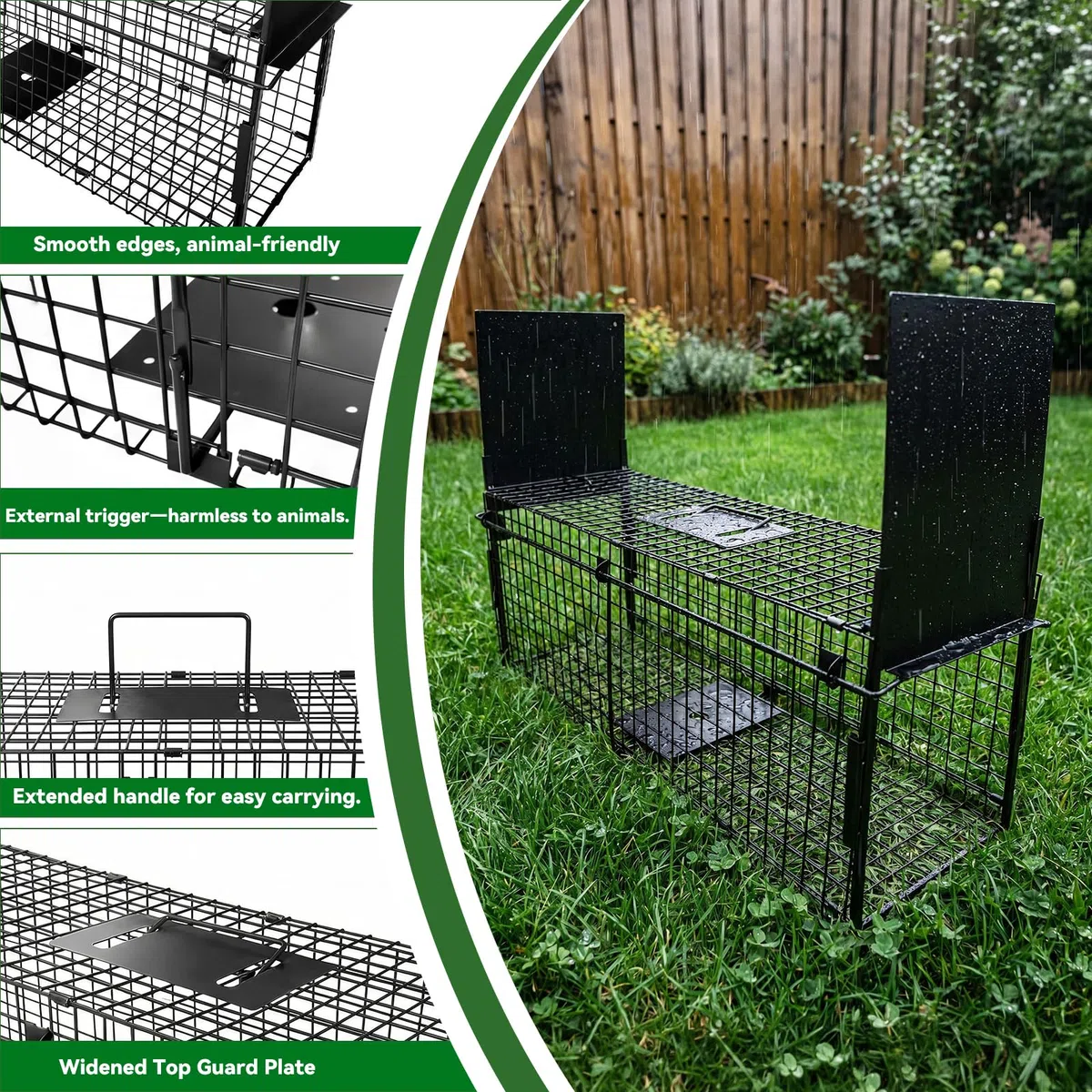 Thealyn de Trampa de Jaula para Animales 84 X 33 X 28 cm, con Doble Puerta, Trampa de Metal para Animales Vivos humanitaria, para Conejos, Gatos callejeros, Ardillas, mapaches, Topos