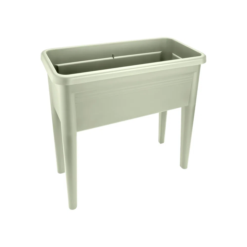 Elho Green Basics Grow Table XXL 75 - Jardinera por Exterior cultívalo tú Mismo - Ø 75.5 x H 65.1 cm - Stone Green