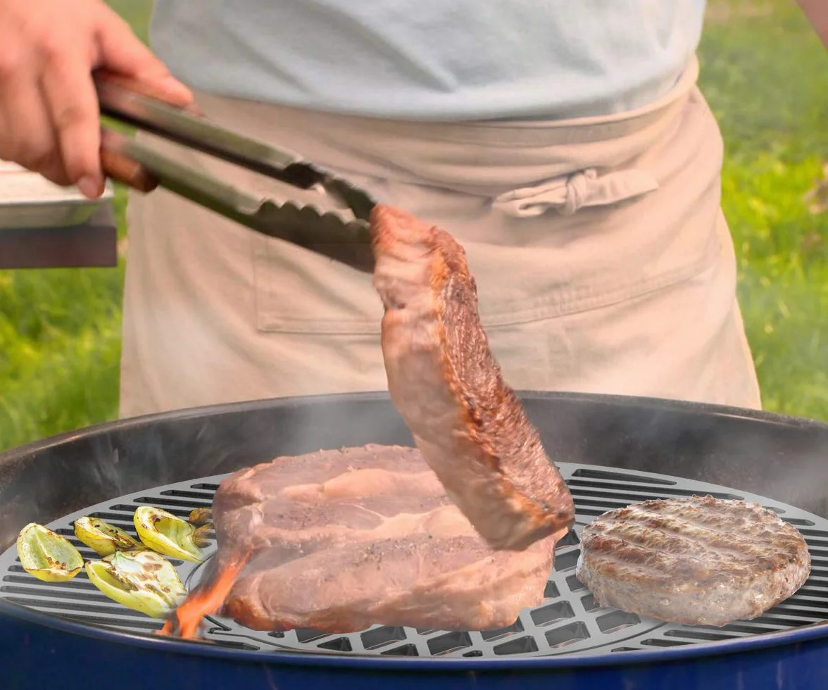 onlyfire Rejilla Hierro Fundido Asado Accesorios para el Sistema de Barbacoa Gourmet, BBQ Accesorios para Parrillas de carbón Weber de 57 cm