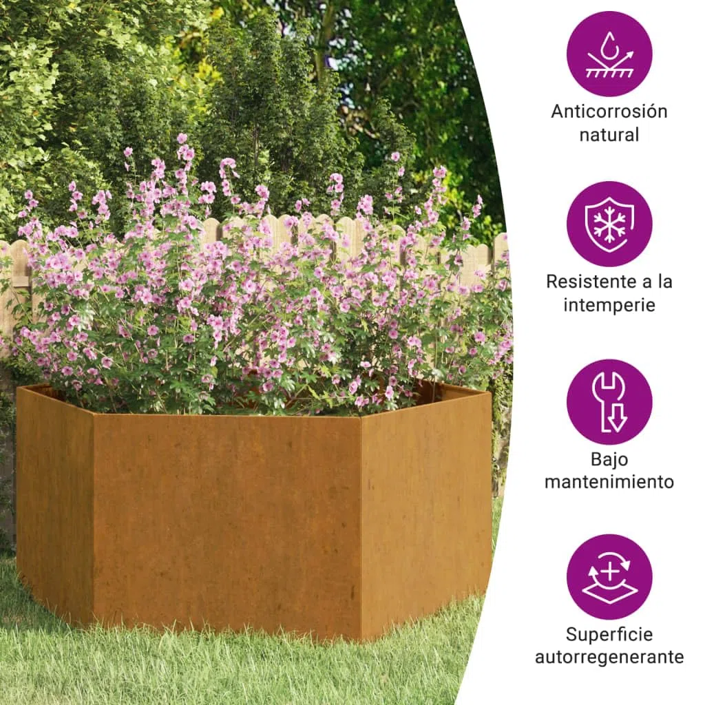 vidaXL Jardinera de Acero corten Oxidado 90x90x45 cm, Maceta, arriate Elevado, Soporte para macetas, macetero, bancal Elevado, Soporte para Plantas