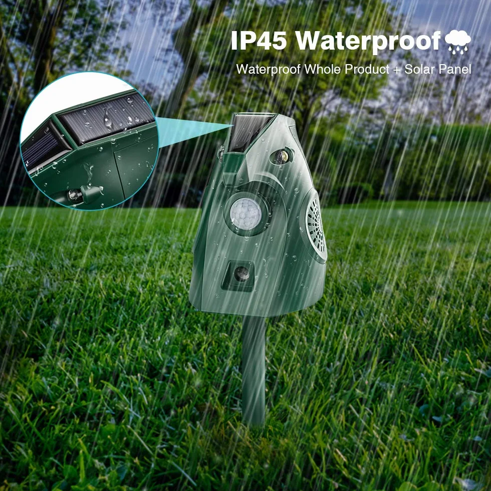 Repelente Ultrasónico para Gatos Exteriores, Repelente Palomas Ultrasónico Solar, Ahuyentador de Pajaros Animales, Carga USB Repelente Gatos Jardín Auyentar Perros, Palomas, PáJaros